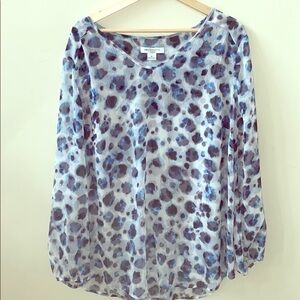 Liz Claiborne Woman Blue Leopard Blouse 1X